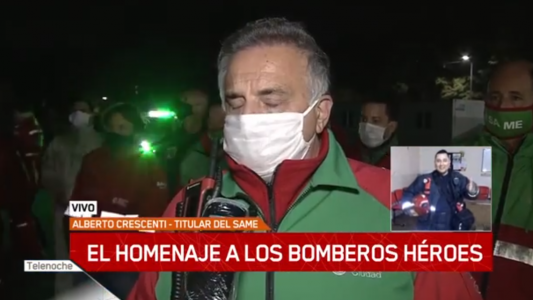 Las lágrimas de Alberto Crescenti en la despedida de los bomberos que hizo quebrar a Guillermo Lobo