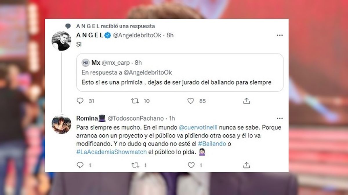 El anuncio de Ángel de Brito sobre el final del formato de los concursos en los programas de Marcelo Tinelli, donde aseguró que y no volverá a ser jurado. 