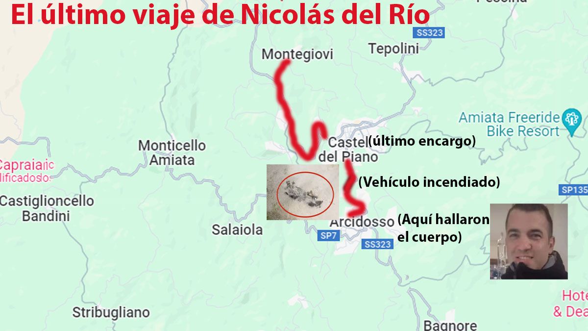 El cuerpo de Nicol&aacute;s del R&iacute;o apareci&oacute; a 22 km de donde incendiaron su veh&iacute;culo (Foto: A24.com).