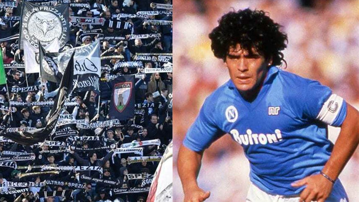 Los hinchas del Spezia de Italia se burlaron de la muerte y el dóping de Diego Maradona (Foto: AP/A24).