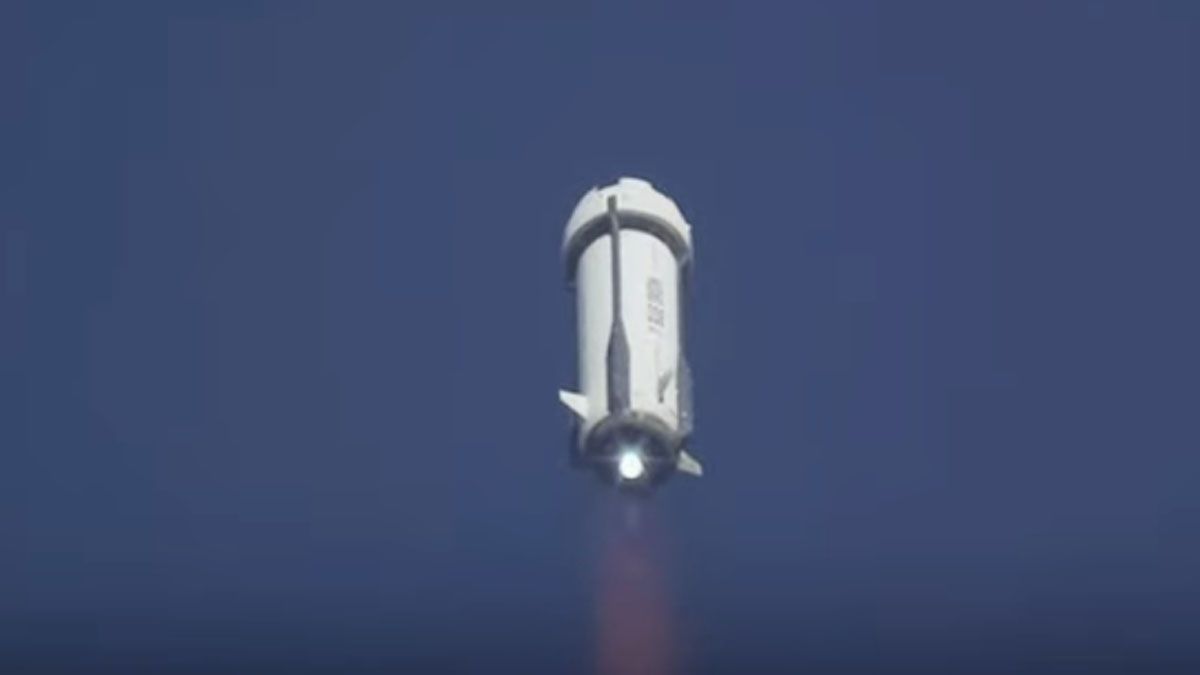 el cohete Blue Origin, camino a la estratosfera con la cantante Katy Perry. Foto: Captura de TV)