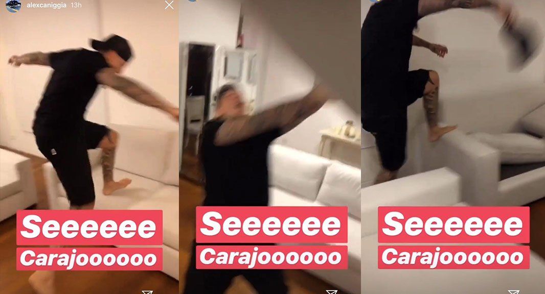 Alocado festejo de Alex Caniggia por el triunfo de su hermana