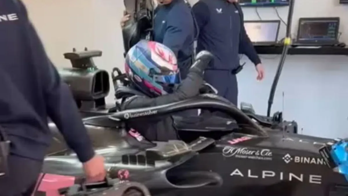 Franco Colapinto probó el auto de Alpine en los ensayos de Barcelona. (Foto: captura)