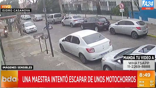 Violento ataque motochorro a una docente en la puerta de un colegio