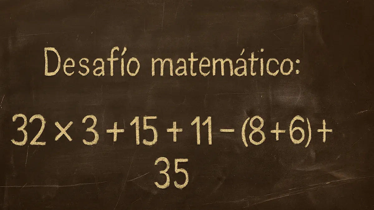Imagen de pizarra para Desafío Matemático: esta cuenta con signos tiene su clave en los paréntesis