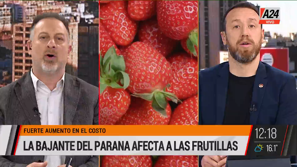 Las frutillas están por las nubes por la bajante del Río Paraná. (Captura de Tv)