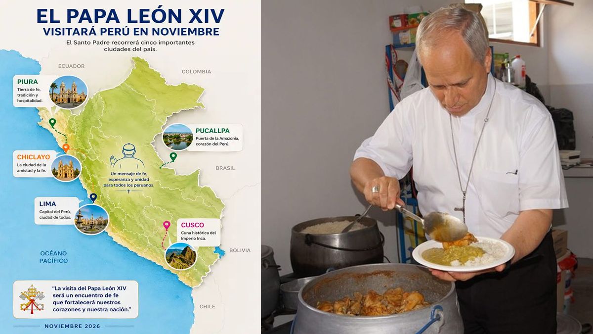 Cuando era Prevost en Chiclayo. A la derecha, la dura agenda en Per&uacute;, que puede ser modificada en virtud a su salud. (Foto: A24.com)