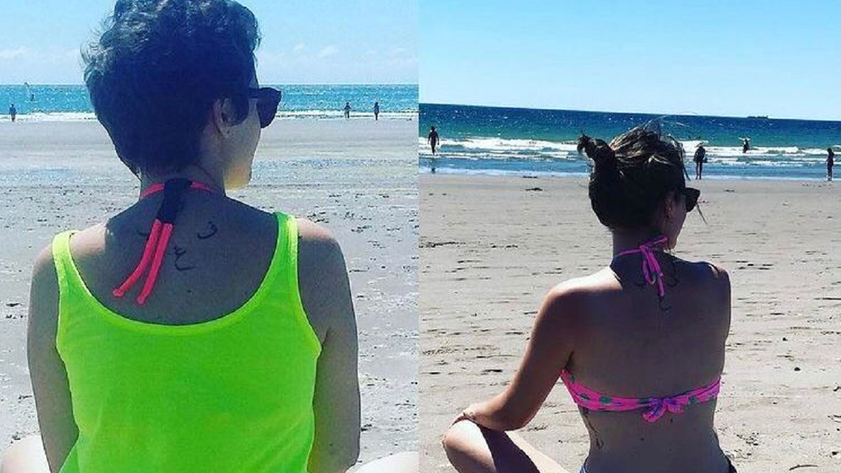 Flor fue sacando fotos de cómo iba creciendo su pelo verano tras verano luego del tratamiento que hizo por el cáncer de mama.