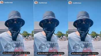 El Pollo Álvarez improvisó un barbijo casero.... ¡con una tanga!