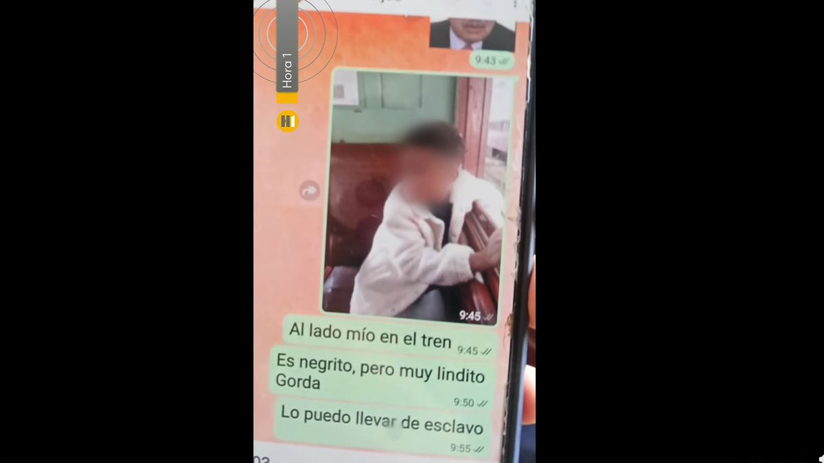 Uno de los fragmentos que la madre logró tener de los comentarios racistas de un argentino sobre su hijo. (Foto: Captura de TV)