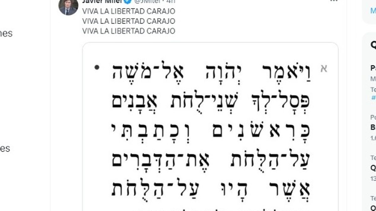 El llamativo mensaje bíblico de Javier Milei a horas de abrir la sesión ...