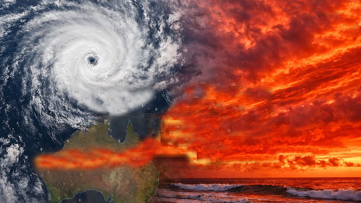 El ciclon Nerelle, que volvió el cielo y el aire de un color rojizo en el noroesta australiano, por fortuna, una zona muy poco poblada. (Foto: A24.com)