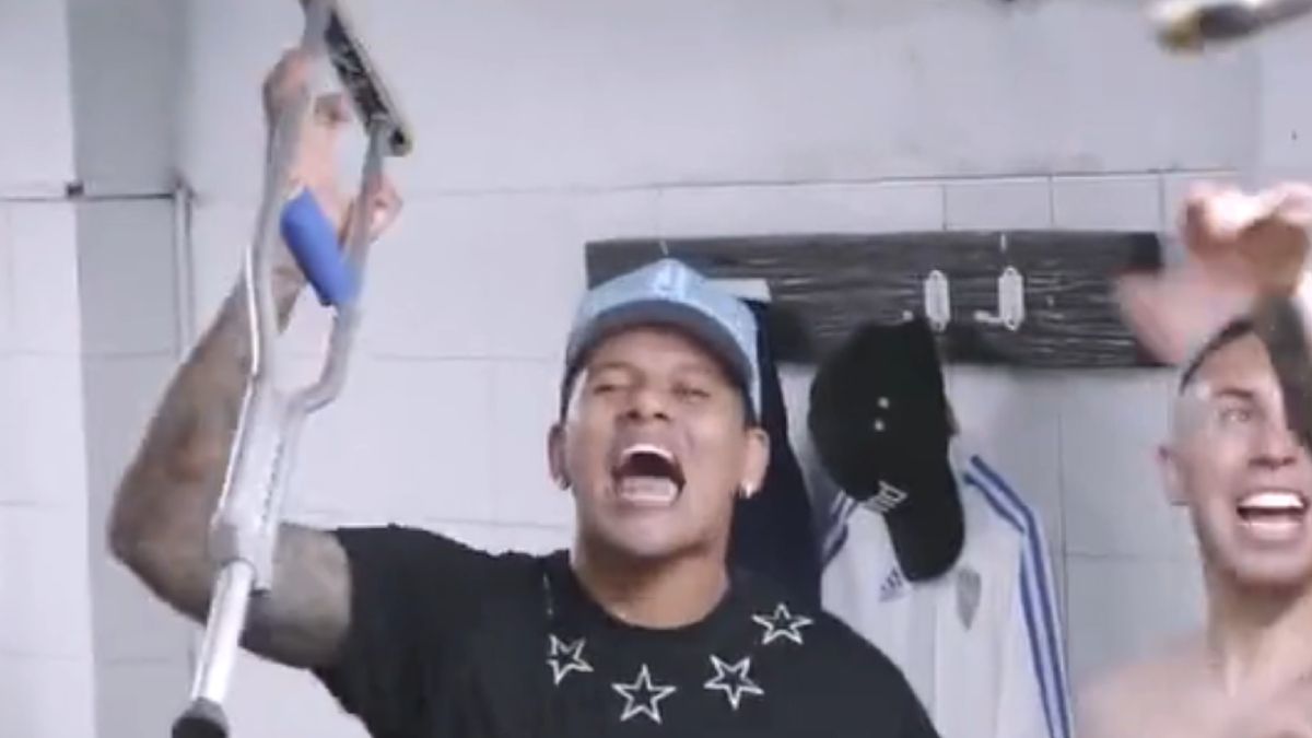 Marcos Rojo y la alegría en el vestuario.&nbsp;