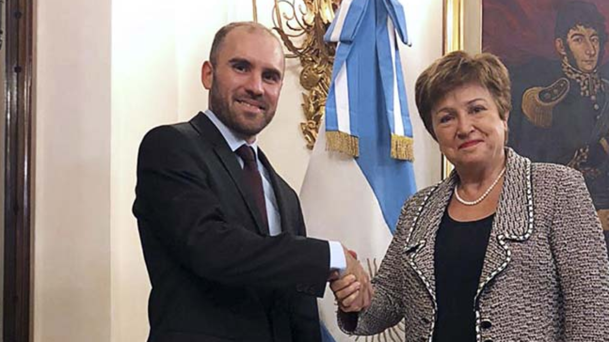 Martín Guzmán y la directora gerente del Fondo Monetario Internacional (FMI)