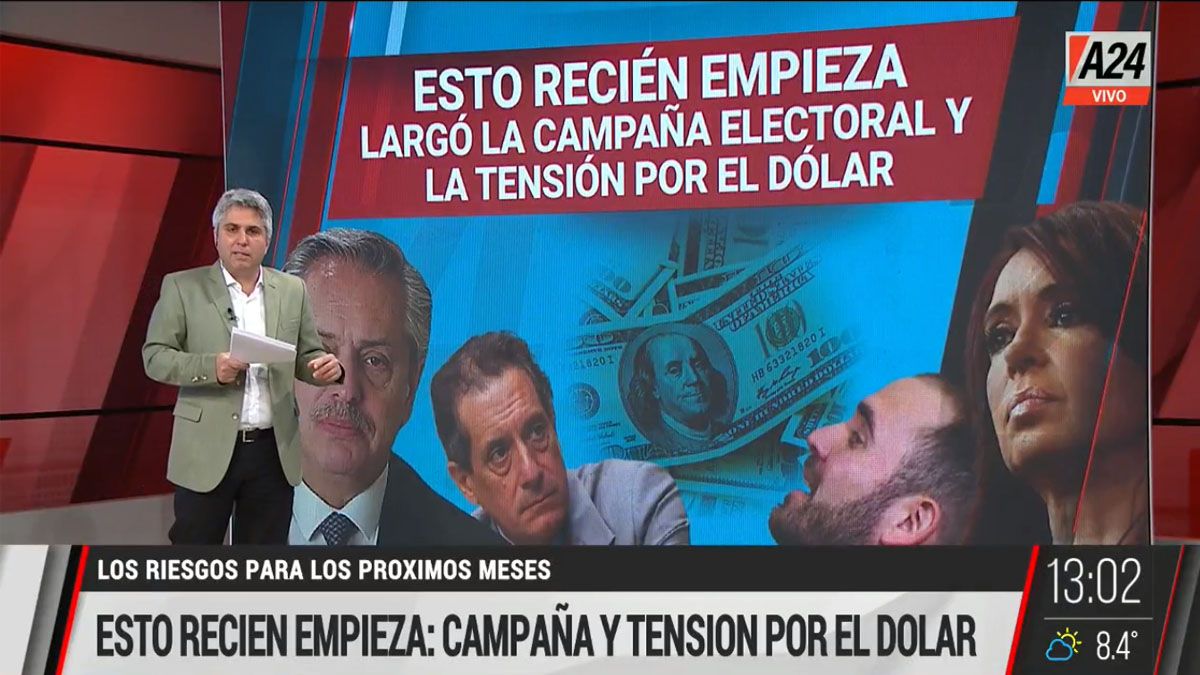 En el inicio de la campaña electoral el gobierno tiene la preocupación de la suba del dólar que empuja a la inflación (Foto: Captura de TV)