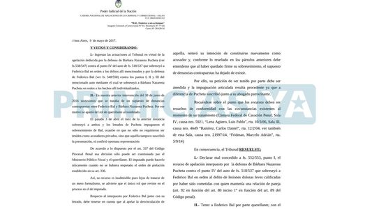 El fallo de la Cámara que confirma el sobreseimiento a Federico Bal en la causa con Barbie