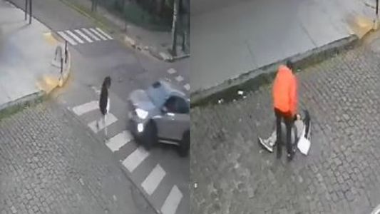 Video: un hombre atropelló a una enfermera, la dejó en la vereda y huyó