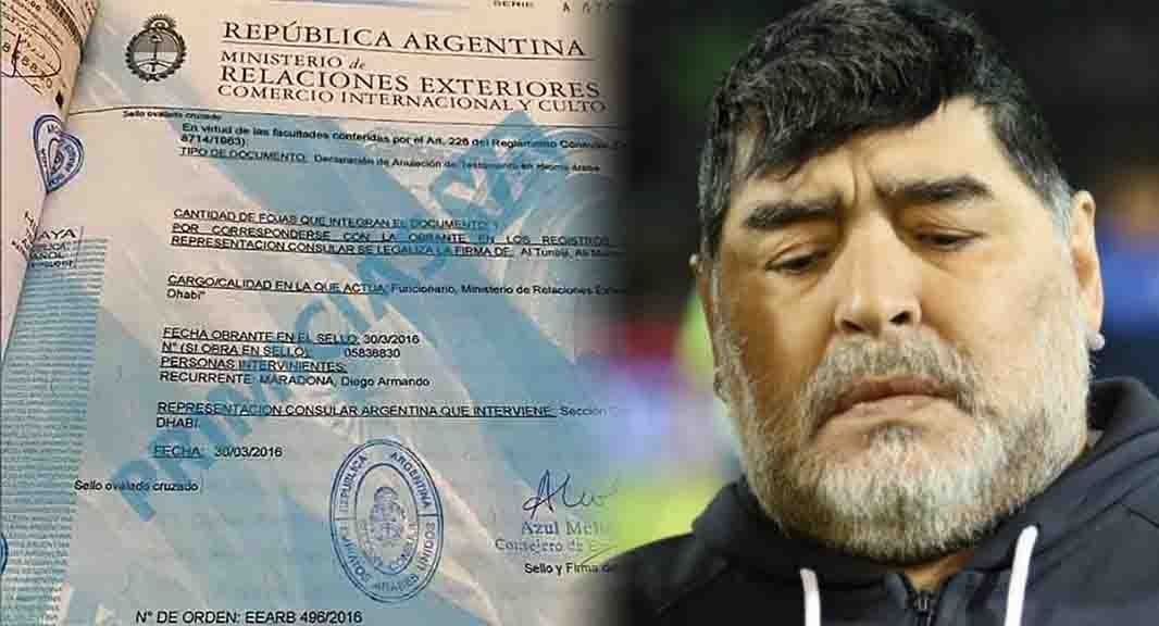 Documento exclusivo: Así revocaba su testamento Diego Maradona en 2016