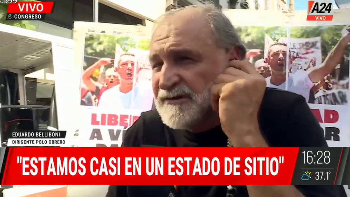 Ley Ómnibus: Eduardo Belliboni volvió al Congreso y apuntó contra Patricia Bullrich por la represión del día miércoles. (Foto captura A24)
