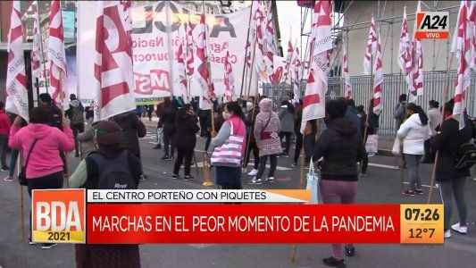 Caos de tránsito por corte piquetero en la 9 de Julio