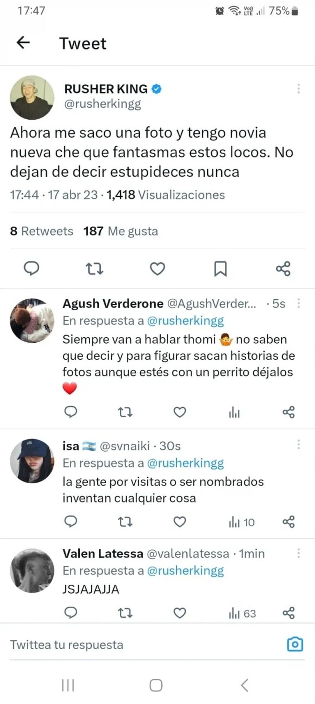 La reacción de Rusherking ante los rumores de romance con una modelo uruguaya tras la filtración de un video juntos:"No dejan de decir estupideces nunca"
