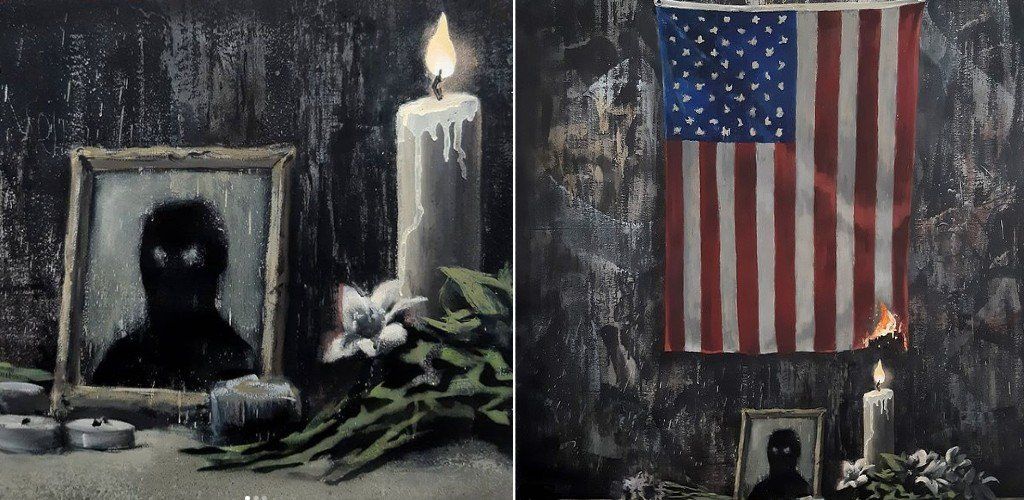 Banksy contra el racismo: prendió fuego la bandera de Estados Unidos y homenajeó a Geroge Floyd en su nueva obra