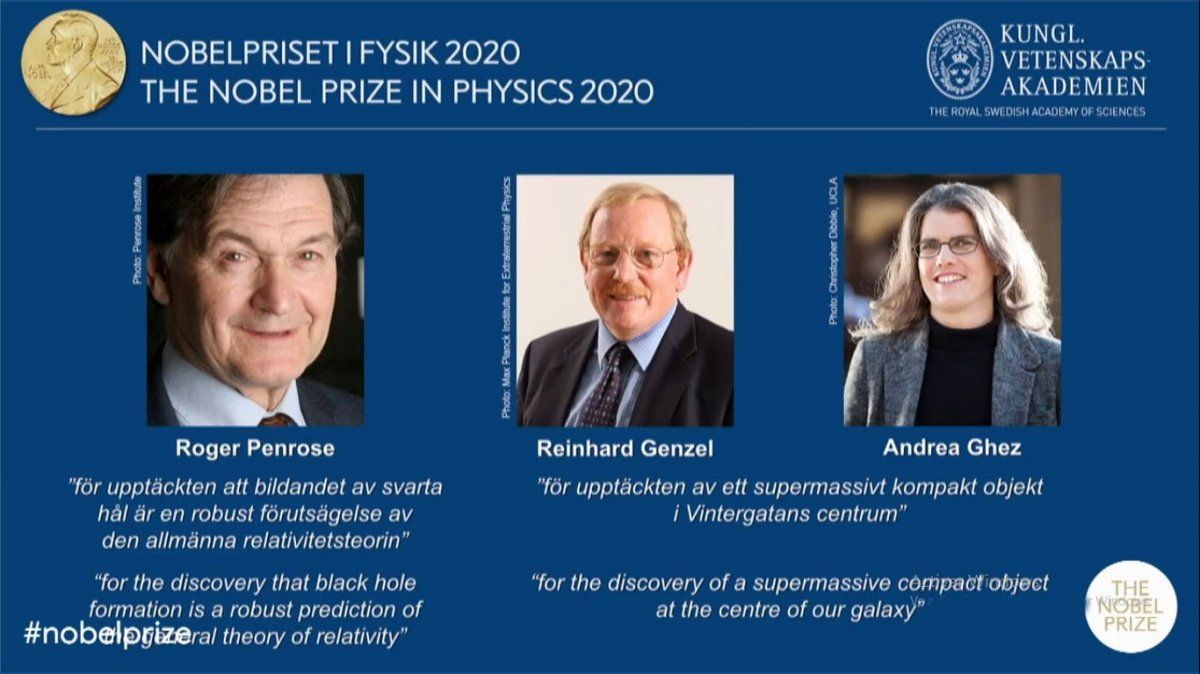 El Nobel de Física 2020 fue para tres investigadores por sus estudios sobre los agujeros negros