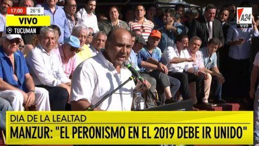 Manzur aprovechó el acto del Día de la Lealtad para lanzar su candidatura a la reelección