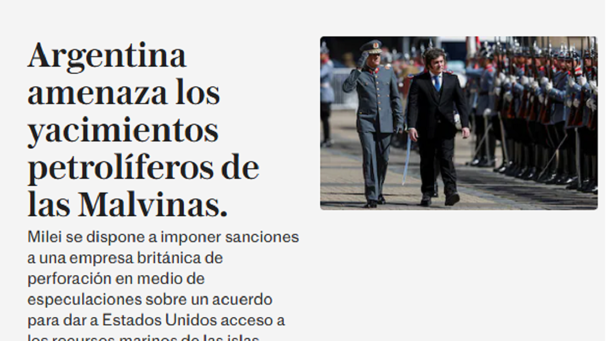 El medio The Telegraph habl&oacute; de "amenaza" a los yacimientos en Malvinas. (Foto: captura).
