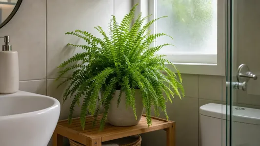 Por qué el baño puede ser el mejor lugar para un helecho y cómo cuidarlo en espacios chicos