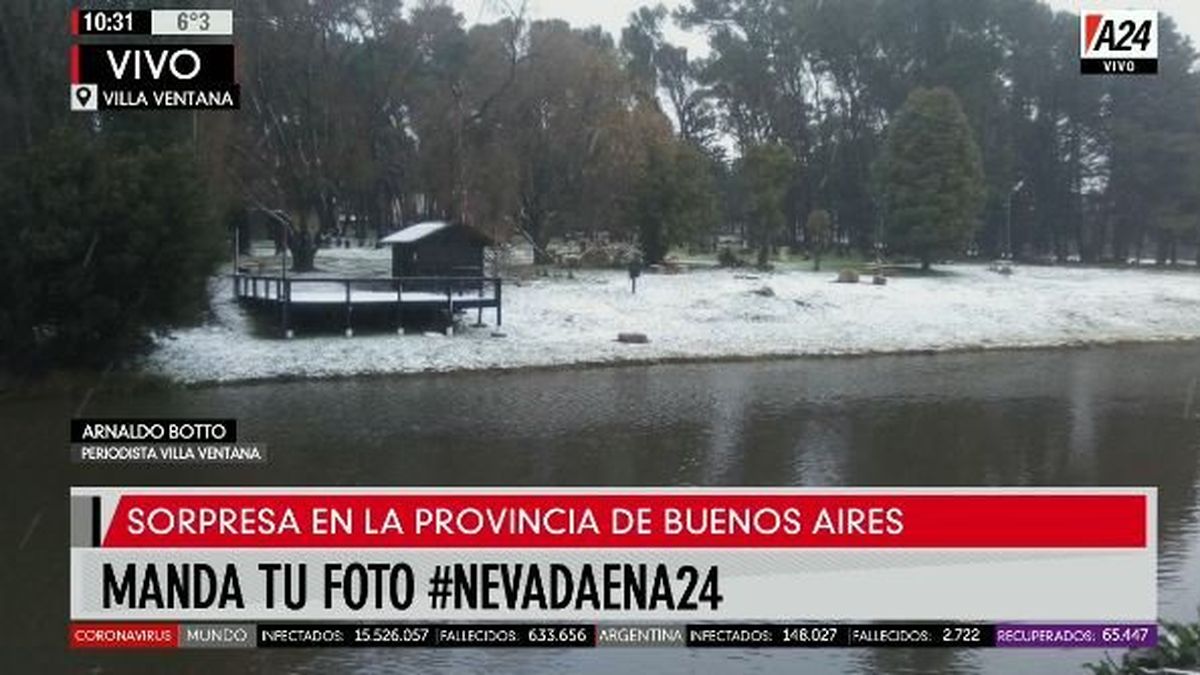 La nieve llegó al sur de la provincia de Buenos Aires y seguirá en el