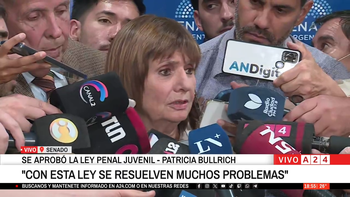 Patricia Bullrich celebró la sanción de ley Penal Juvenil y acusó al kirchnerismo de darle la espalda al proyecto