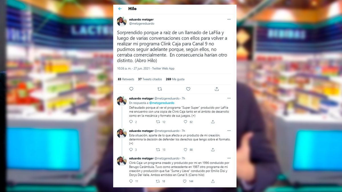 Eduardo Metzger, creador de Clink Caja, apuntó contra Súper Súper y denunció que lo plagiaron. 
