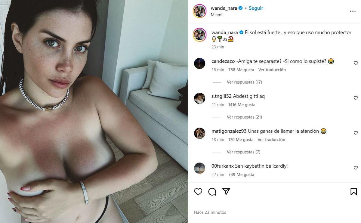 La foto más audaz y al borde de la censura de Wanda Nara en Miami: Uso  mucho...