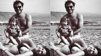 La tierna postal familiar de La China Suárez, Benjamín Vicuña y Magnolia en el mar