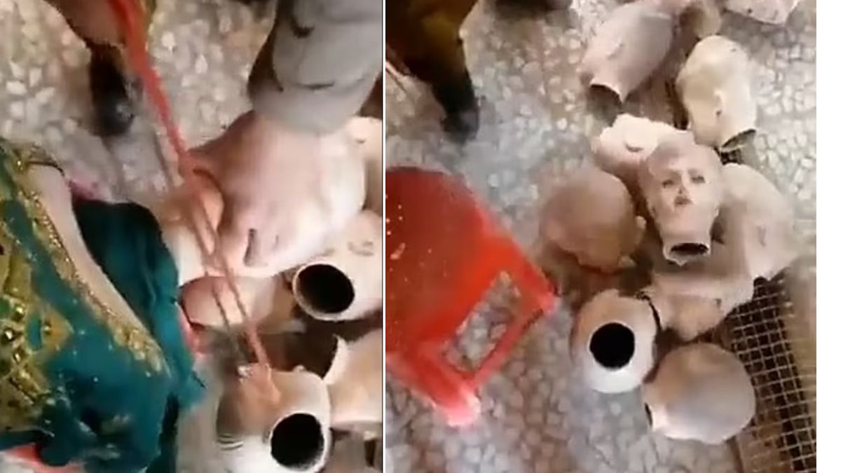 Captura de un video de comerciantes decapitando a los muñecos. 