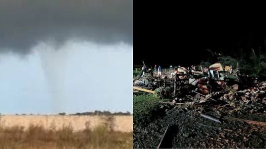 Video: impactante tornado provocó destrozos y dejó a una familia atrapada