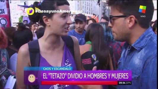 Tensión y empujones por la presencia de hombres en el #Tetazo