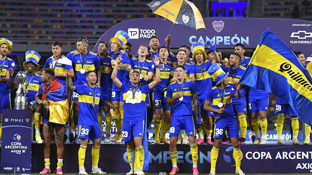 Boca festejando la Copa Argentina 2021.
