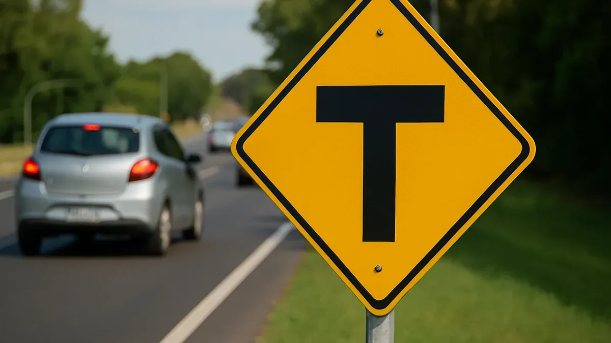 La señal de tránsito con una “T” negra sobre fondo amarillo: qué advierte y cómo actuar. (Imagen ilustrativa)