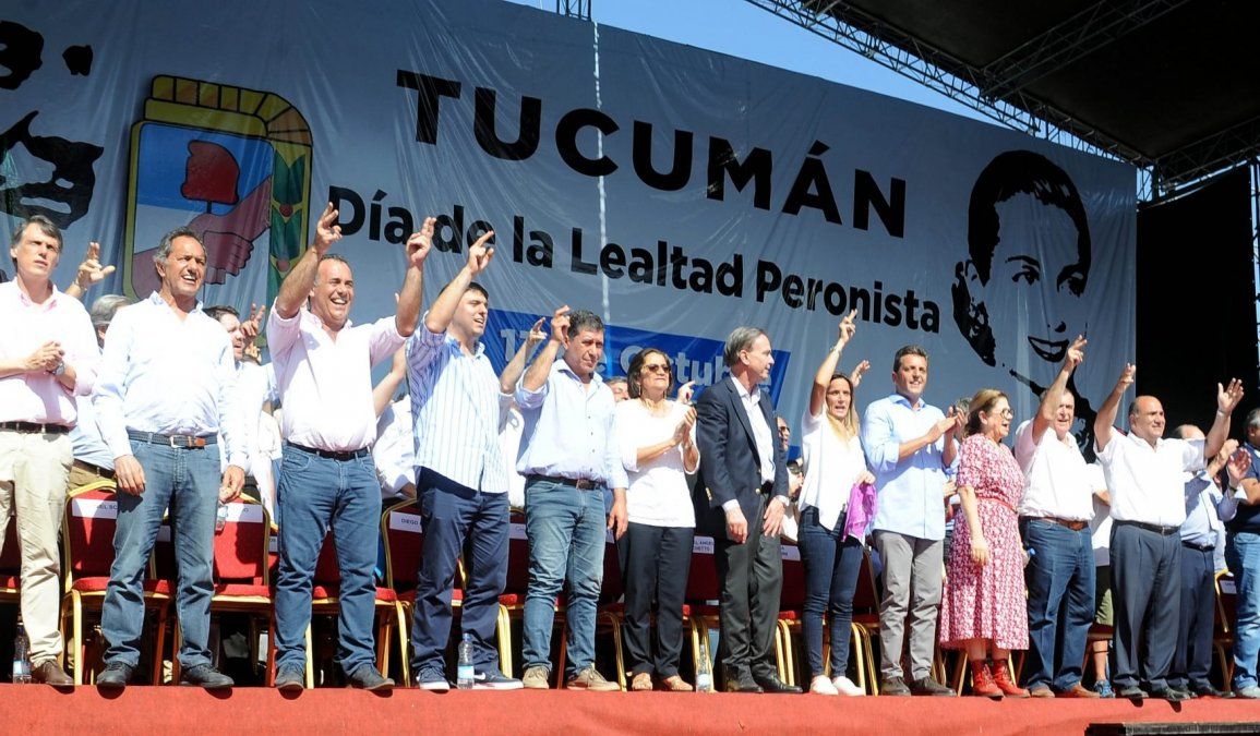 El famoso acto por el Día de la Lealtad organizado por Manzur en 2018. (Foto: archivo)