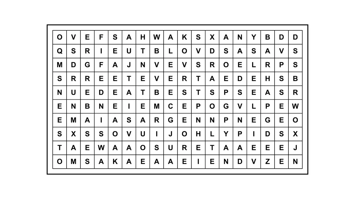 Encontrá la frase escondida en una sopa de letras de 10 por 18