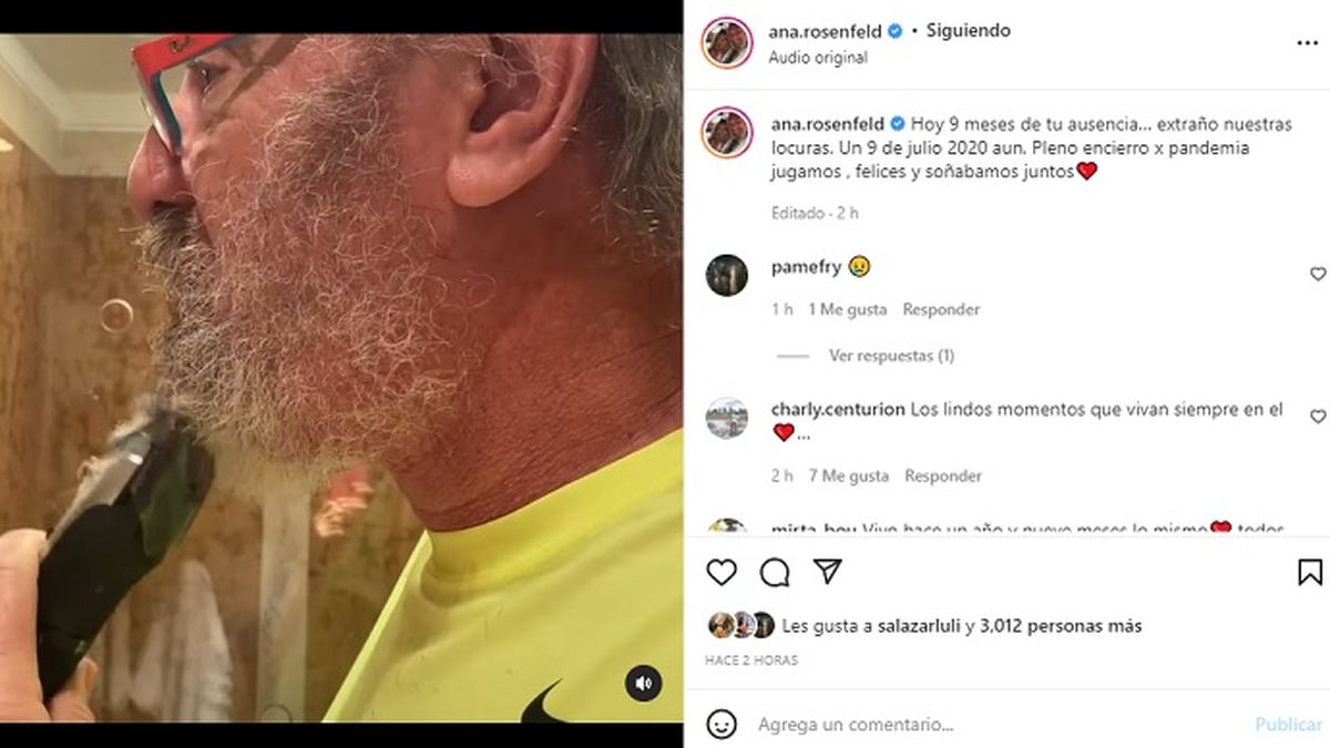 El posteo de Ana Rosenfeld para recordar a su marido, Marcelo Frydlewski, a 9 meses de su muerte.&nbsp;