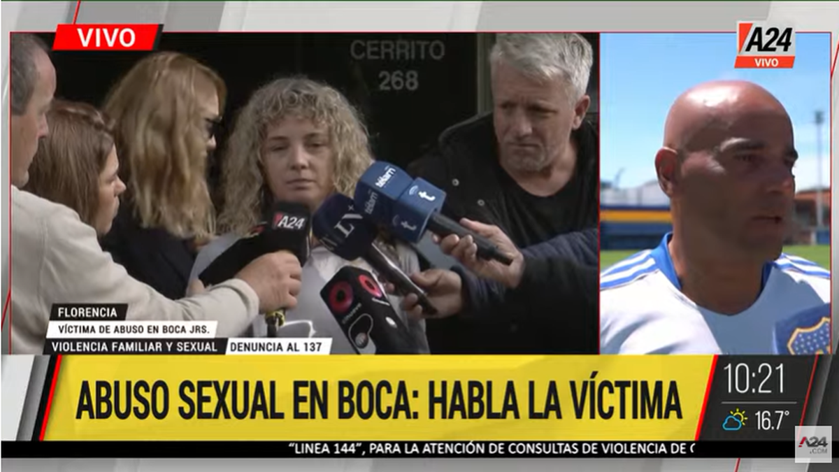 Denuncia de abuso en Boca: Florencia Marco habló con los medios tras salir de la Fiscalía (Foto: captura A24).