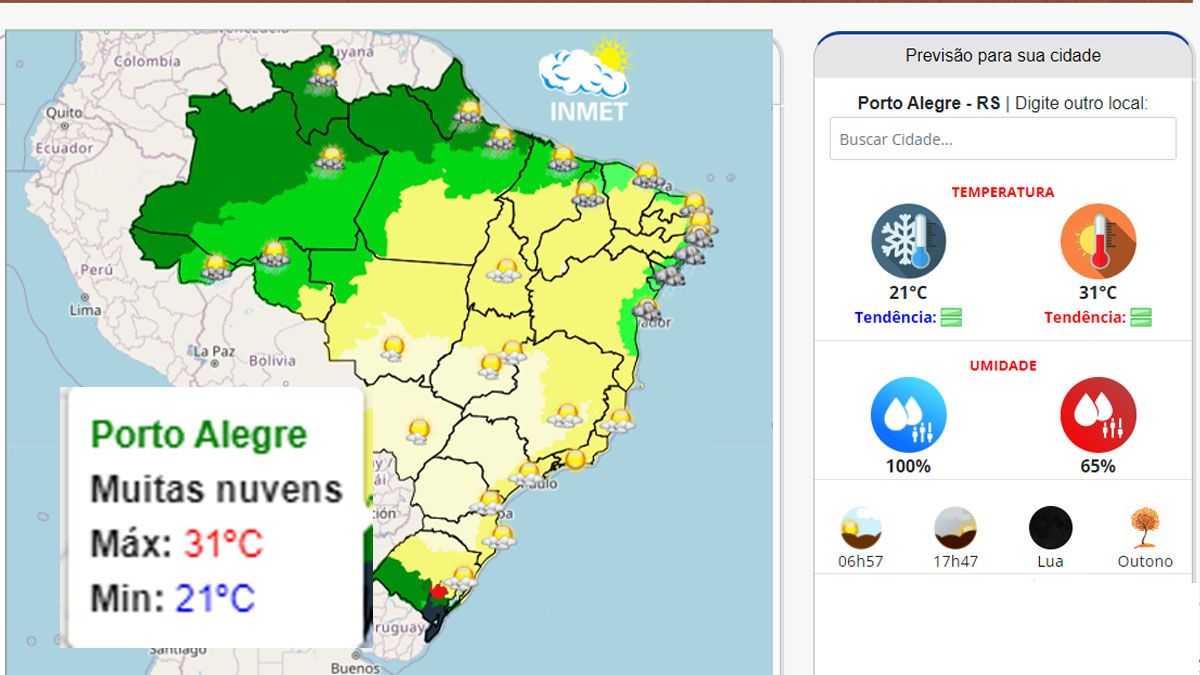 El pronóstico meteorológico habla de más lluvias en el sur de Brasil. (Foto: INMET)