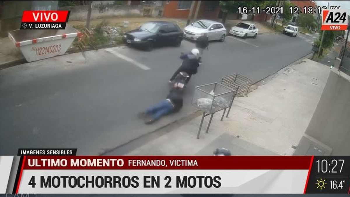 Villa Luzuriaga: ataque motochorro en una falsa salidera. (Captura de Tv)