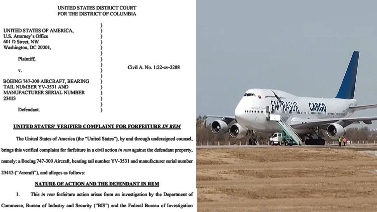 El fiscal Matthew M. Graves de Estados Unidos pide que la Argentina decomise y envíe a Washington el avión Iraní (Foto: Presentación oficial en la corte de Columbia