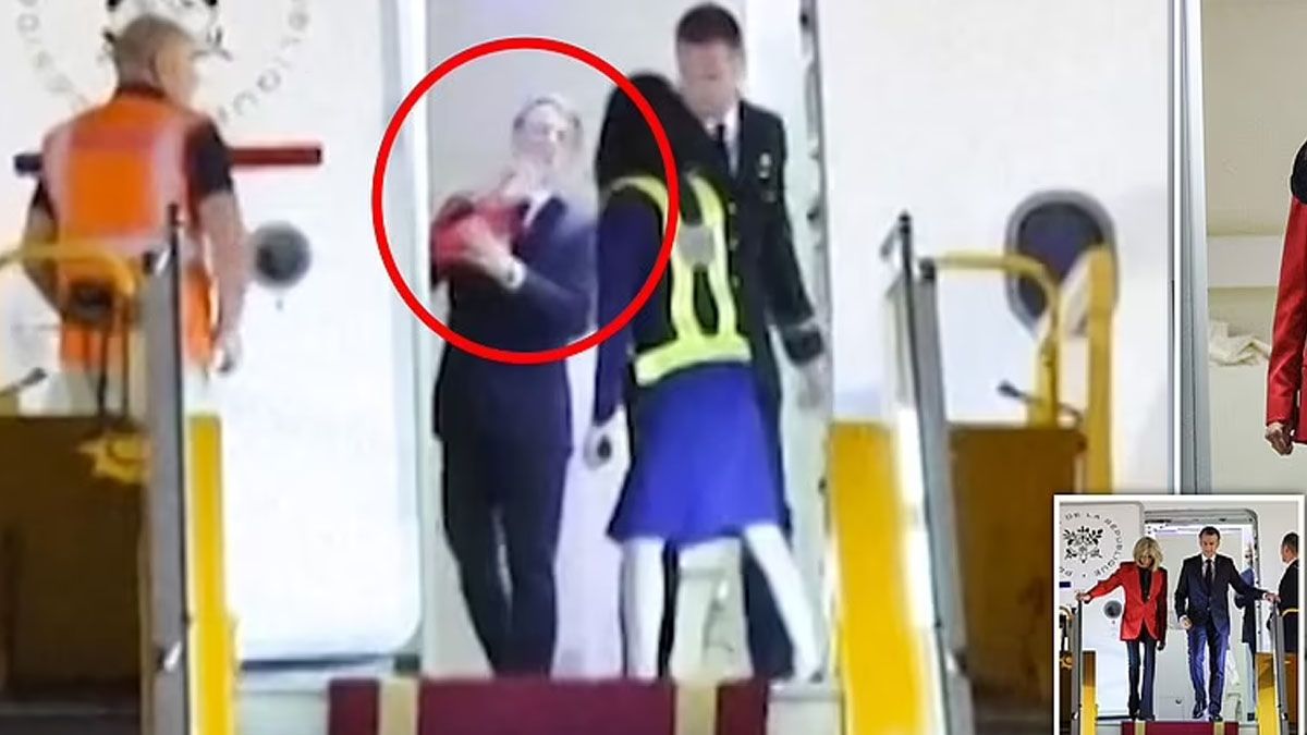 El presidente Macron intentó una explicación por la cachetada que le dio su esposa al llegar a Vietnam. (Foto: Gentileza Daily mail)