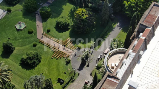 La foto aérea del altar de Pampita y Roberto García Moritán en el Palacio Sans Souci