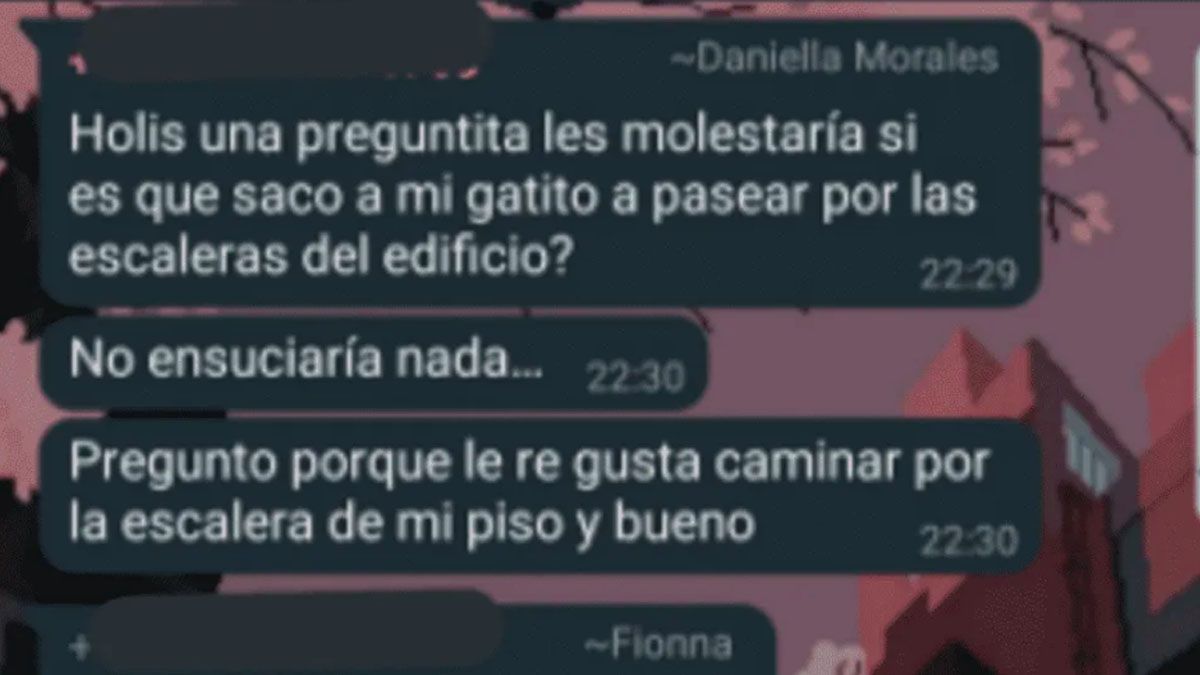 El chat vecinal que se viralizó en las redes.